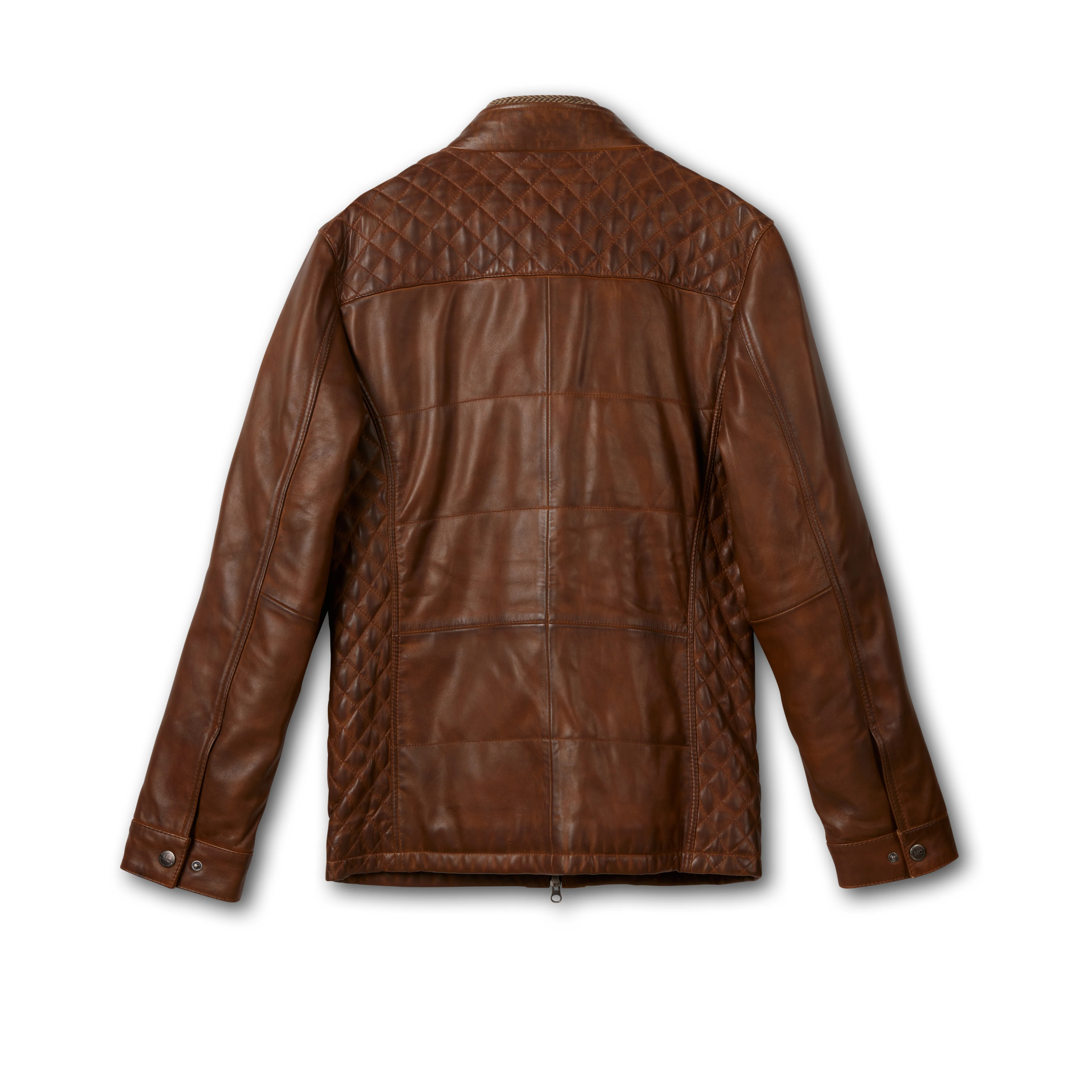 Men's Leather Quilted Bib Front Jacket - Image 3