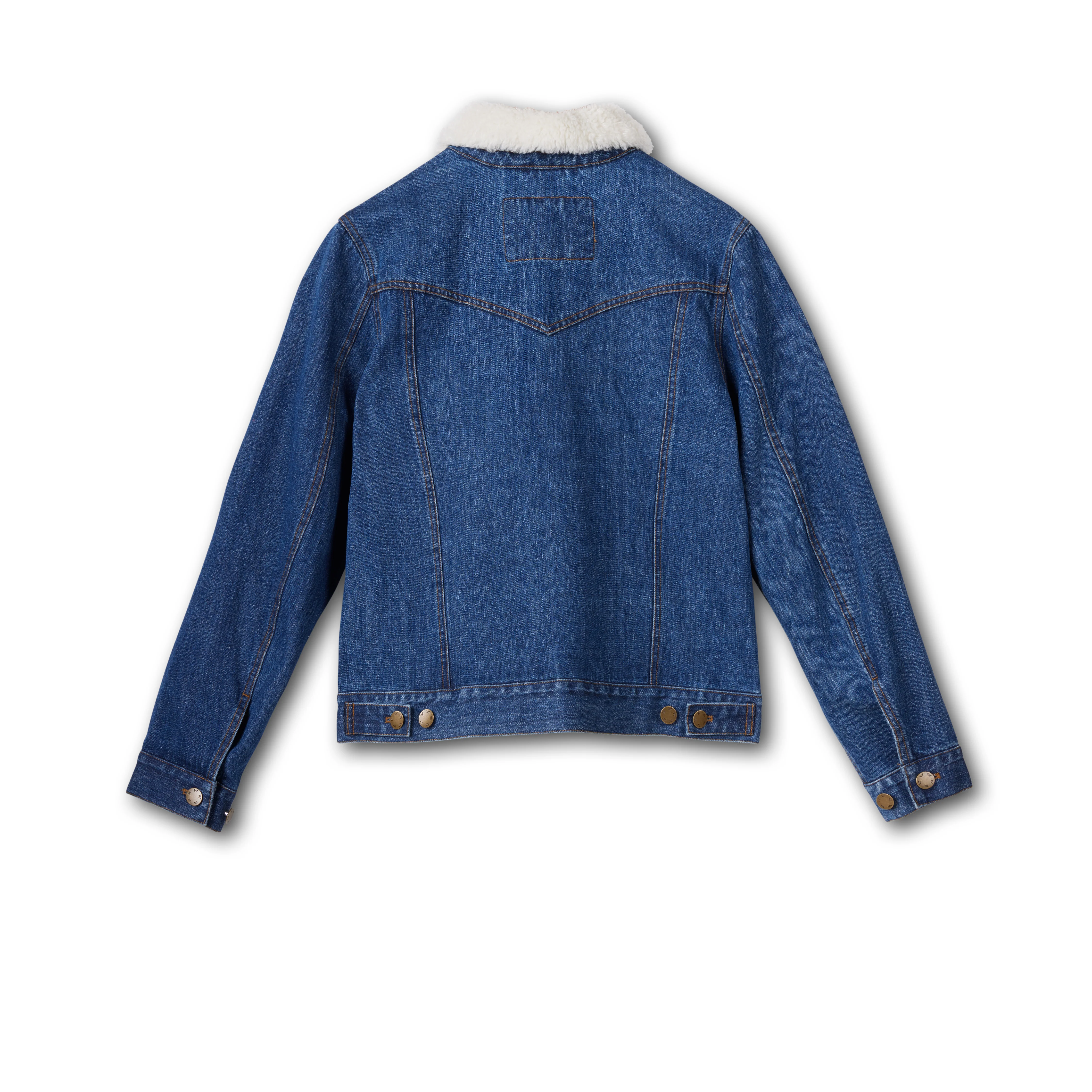 Women's Western Yoke Sherpa Collar Denim Jacket - Image 2